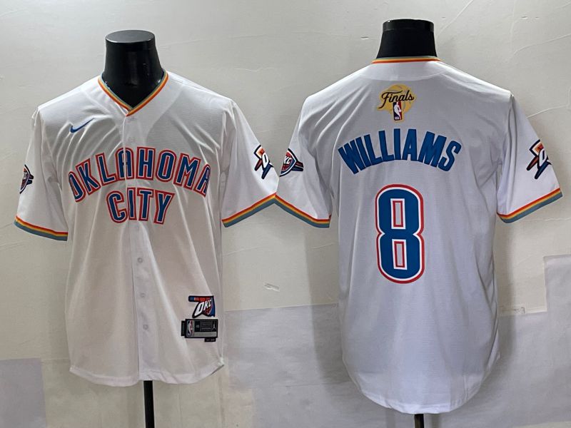Men 2025 Oklahoma City Thunder #8 Williams White Nike Joint Name NBA Jersey style 1